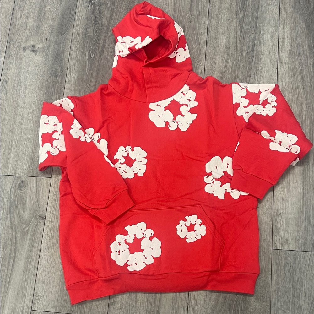 Red Hoodie with White Floral Pattern Denim Tears 💯 authentic brand new